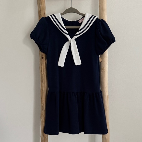 La Coqueta Navy Crisanta Girl Nautical Drop Waist Dress - Picture 5 of 10